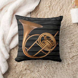 Reversible Vintage Horn Musical Instrument Music Cushion
