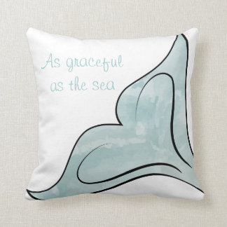 Reversible Watercolor Whale Tail Cushion