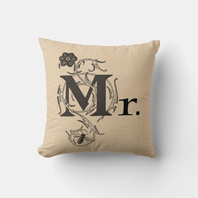 Reversible Wedding Pillow Mr. and Mrs. (Front)