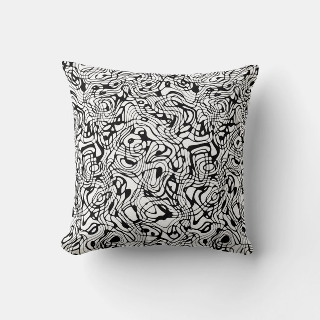 Reversible White/Black Wandering Pattern Cushion (Front)