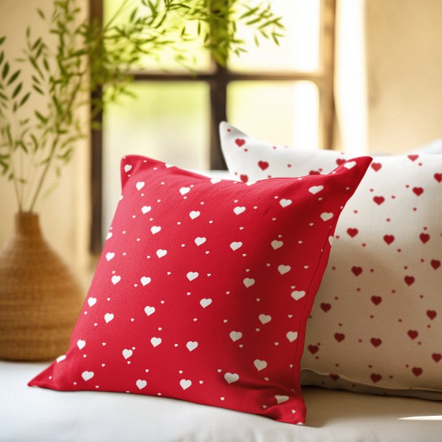 Reversible White & Red Hearts Pattern Cushion (Creator Uploaded)