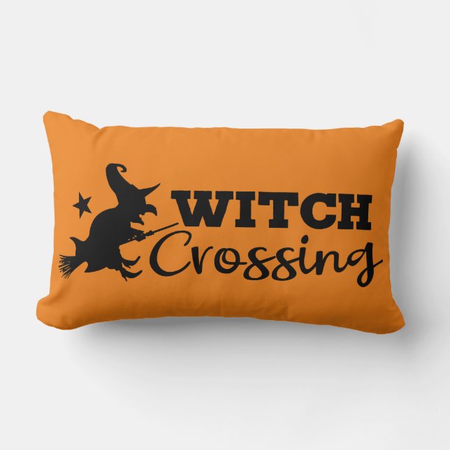 Reversible Witch Crossing with Flying Witch Lumbar Cushion (Front)