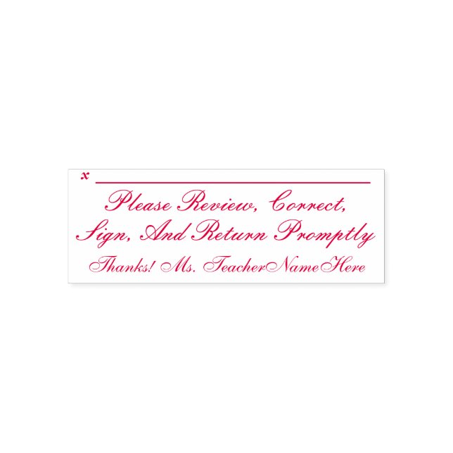 Review and Sign Request & Teacher Name Self-inking Stamp (Design)