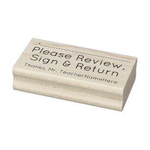Review Request and Educator Name Rubber Stamp