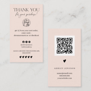 Review Simple black and pink order thank you Business Card