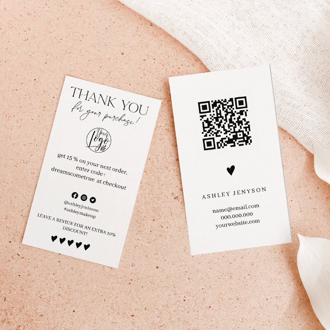 Review Simple black and white order thank you Business Card (Creator Uploaded)