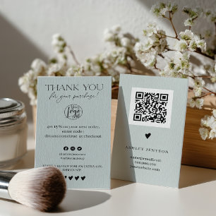 Review Simple sage green order thank you Business Card
