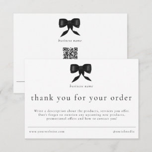 Review Thank You Order Packaging Insert Bow Card