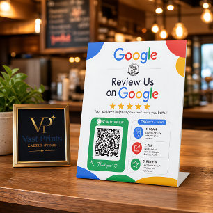 Review Us On Google QR Code Pedestal Sign