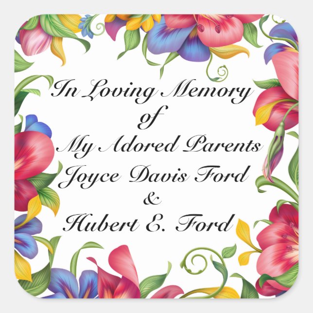 Revised Bookplate, In Memoriam, Donation Square Sticker (Front)