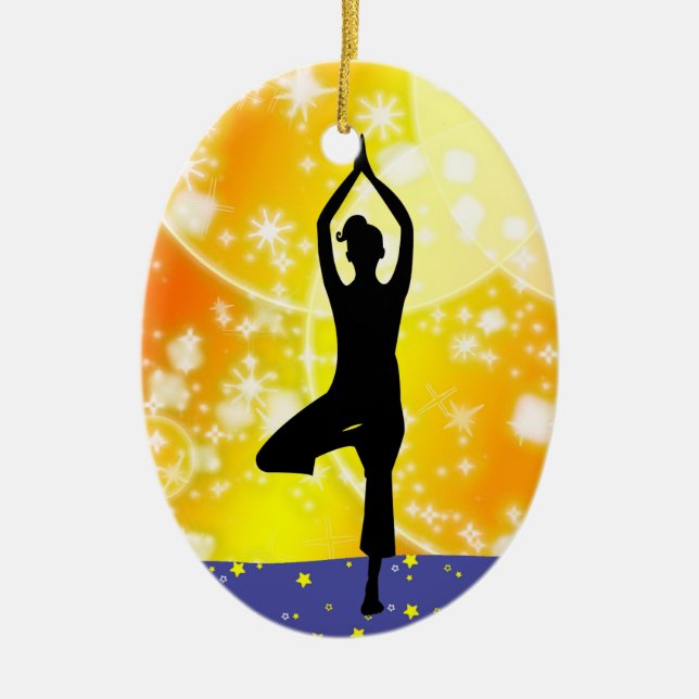 Revised Fitness! Yoga - Tree - SRF Ceramic Ornament (Front)