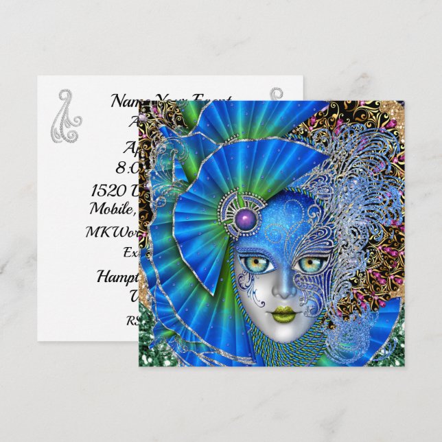 Revised Masquerade Mardi Gras Invitation (Front/Back)