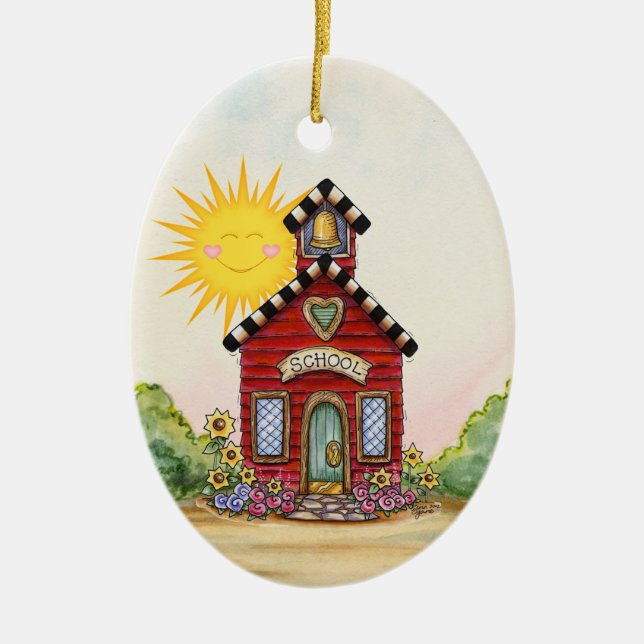 Revised School House - SRF Ceramic Tree Decoration (Front)