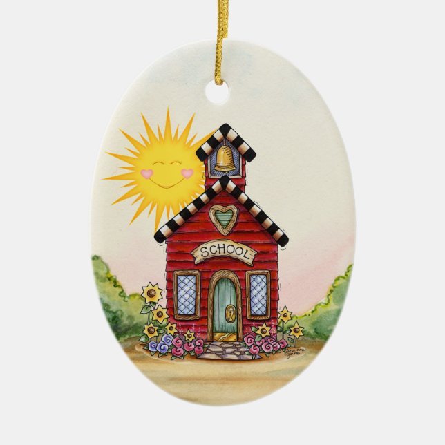 Revised! School House - SRF Ceramic Tree Decoration (Front)