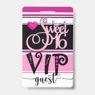 Revised Sweet 16 VIP Guest Badge - See Back ID Badge