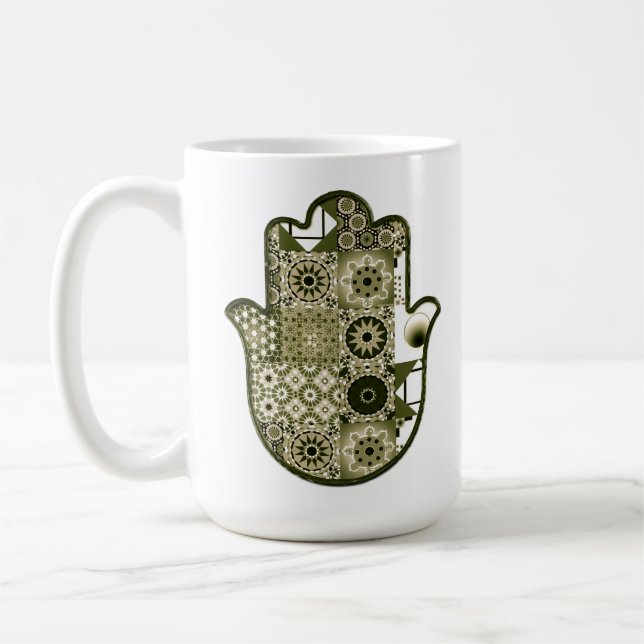 Revisit Khamsa Hand Patchwork 2 Coffee Mug (Left)
