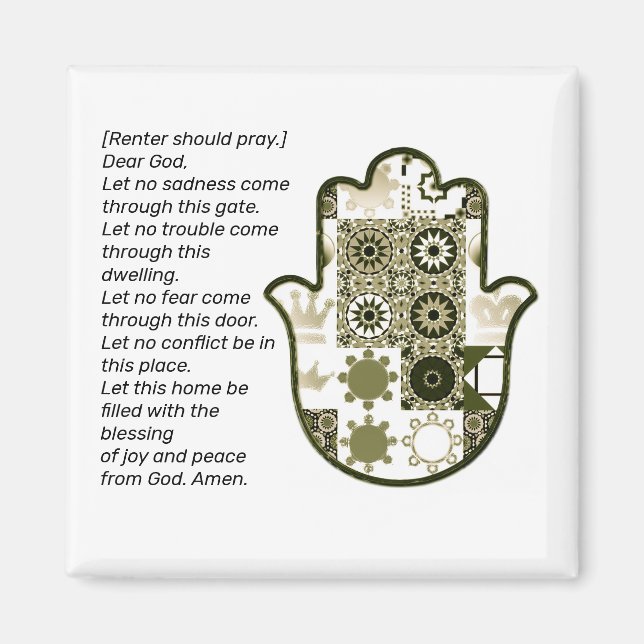 Revisit Square Khamsa Hand Magnet Renter (Front)