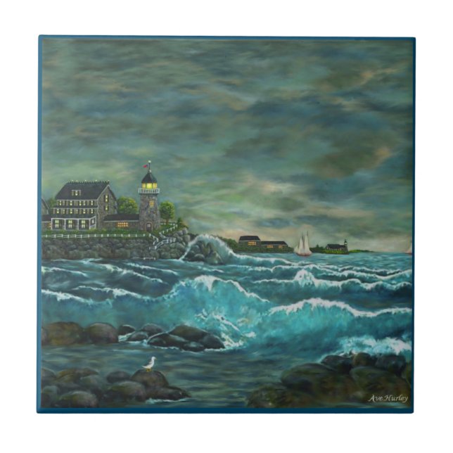 Revisiting Hob's Lighthouse by Ave Hurley Ceramic Tile (Front)