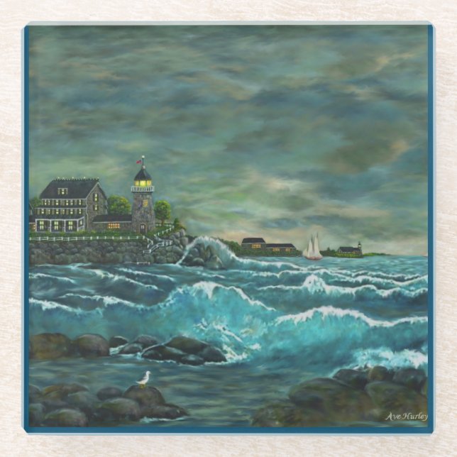 Revisiting Hob's Lighthouse Glass Coaster (Front)