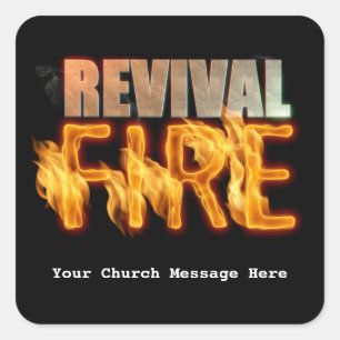 Revival fire church outreach typography evangelism square sticker