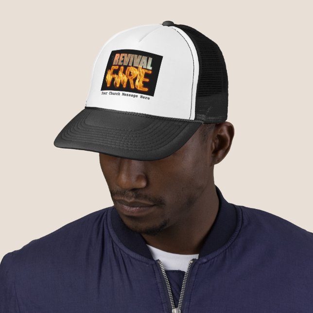 Revival fire church outreach typography evangelism trucker hat (In Situ)