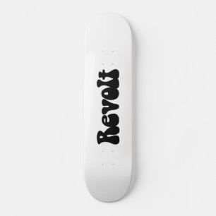 Revolt - Black on White Skateboard