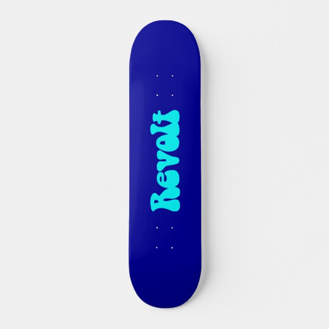 Revolt - Cyan on Dark Blue Skateboard (Front)