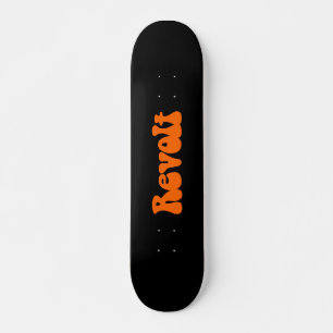Revolt - Orange on Black Skateboard
