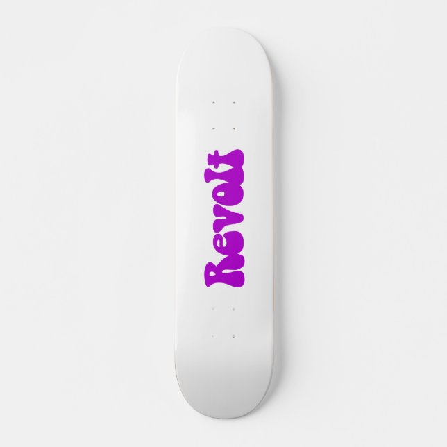 Revolt - Purple on White Skateboard (Front)