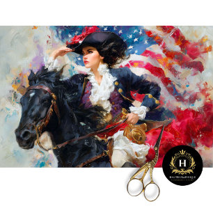 Revolutionary Patriot Woman on Horseback Decoupage Tissue Paper