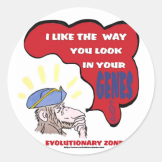 Revolutionary thinking monkey classic round sticker