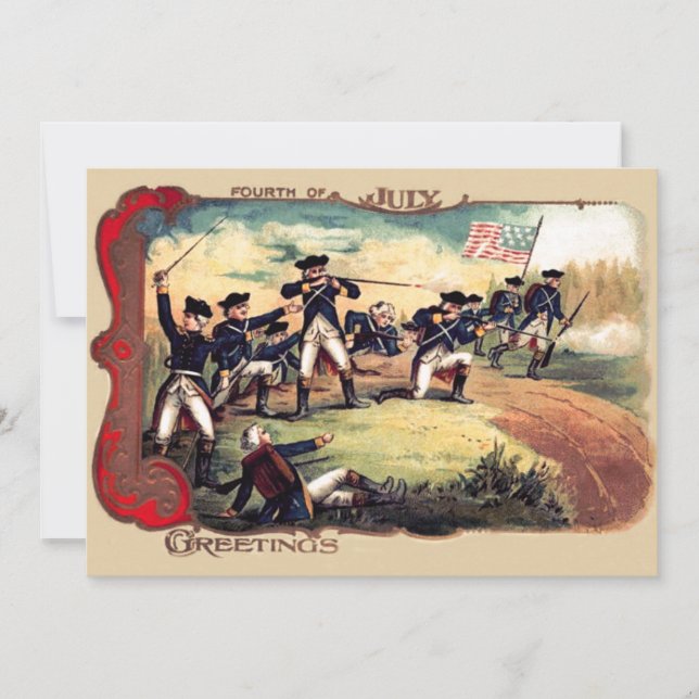 Revolutionary War Battle American Flag Invitation (Front)