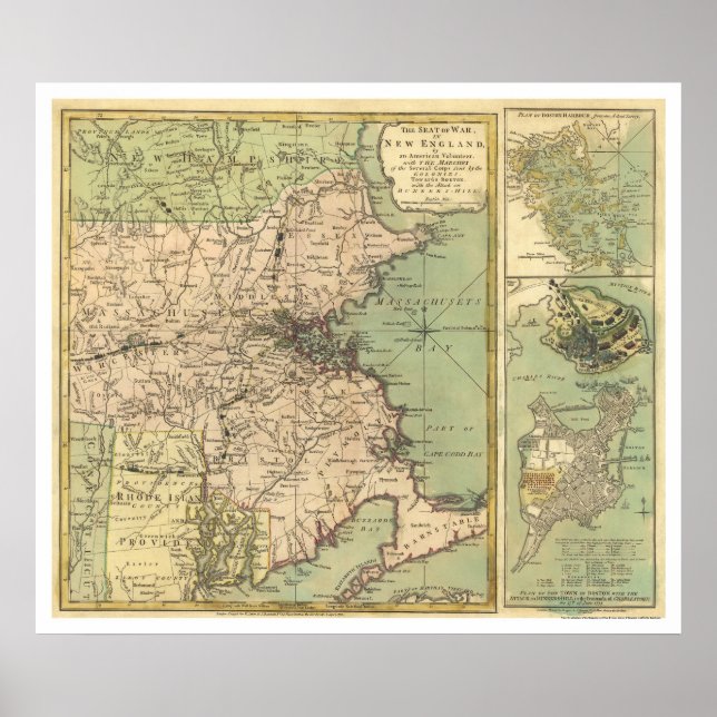 Revolutionary War Map - 1775 Poster (Front)