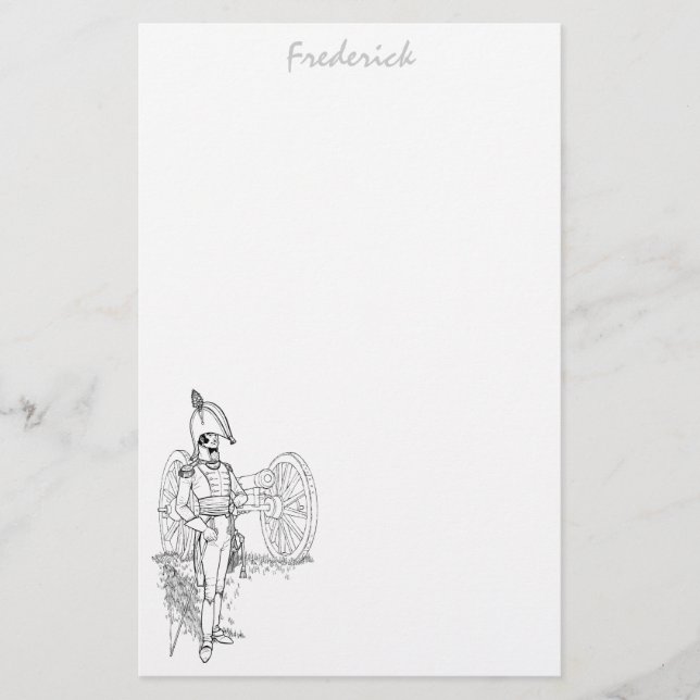 Revolutionary War Soldier stationery personalised (Front)