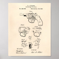 Revolver Fire Arm 1880 Patent Art Old Peper