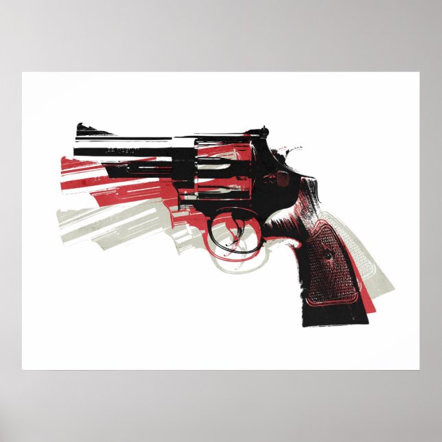 Revolver Pistol Gun on White Poster (Front)