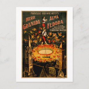 Revolving Pyrotechnic Fountain High Wire Postcard