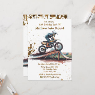 Revved Up Racer: Motorbike Birthday Bash Invitation