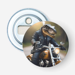 Revved Up Rex: T-Rex in Leathers on a Motorbike, Bottle Opener