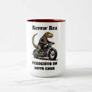 Revvin' Rex Dinosaur Two-Tone Coffee Mug