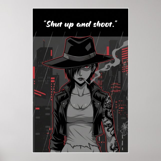 Revy – Shut Up and Shoot Quote Poster | Anime Wall (Front)