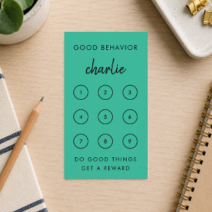 Reward Card Kids Good Behaviour Chart Punch Card
