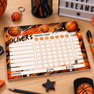 Reward Chart Basketball Personalised Chart Notepad