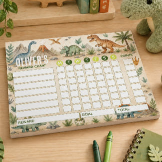 Reward Chart Dinosaur Personalised Chart Notepad