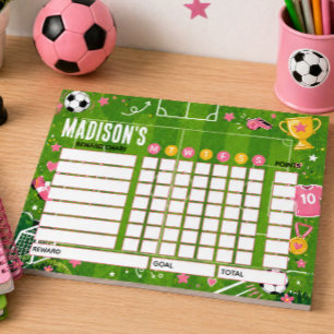 Reward Chart Football Personalised Chart Notepad