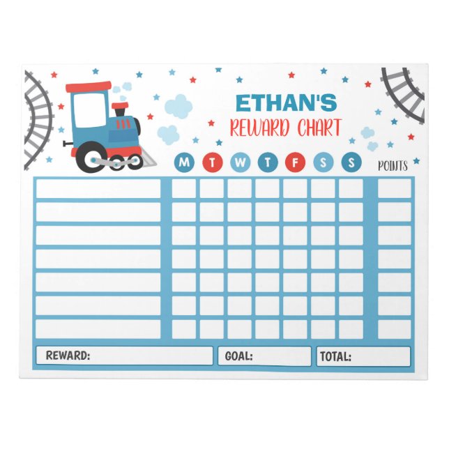 Reward Chart Monster Train Personalised Chores Notepad (Front)