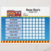 Reward Chart Personalised Fire Truck Planner Kids