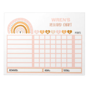 Reward Chart Rainbow Personalised Chore Chart Notepad