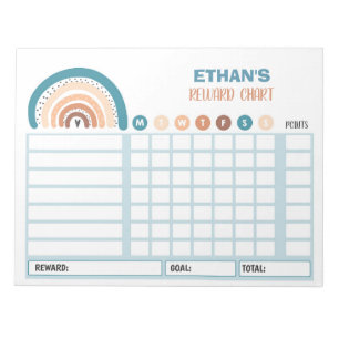 Reward Chart Rainbow Personalised Chore Chart Notepad