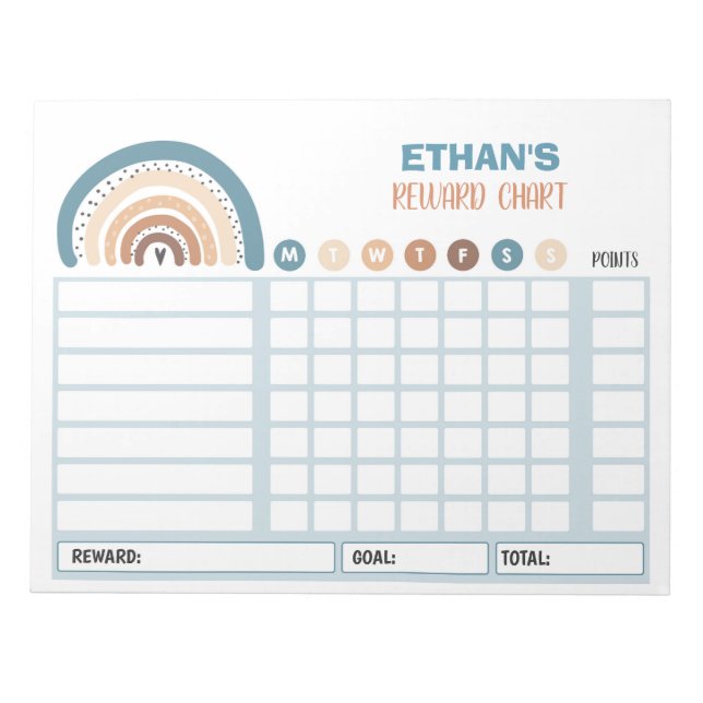 Reward Chart Rainbow Personalised Chore Chart Notepad (Front)